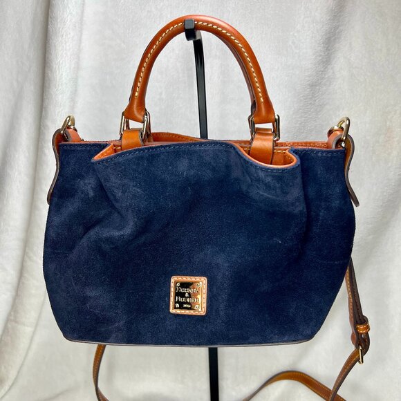 Dooney & Bourke Handbags - Dooney & Bourke Navy Blue Suede Mini Barlow Satchel EUC